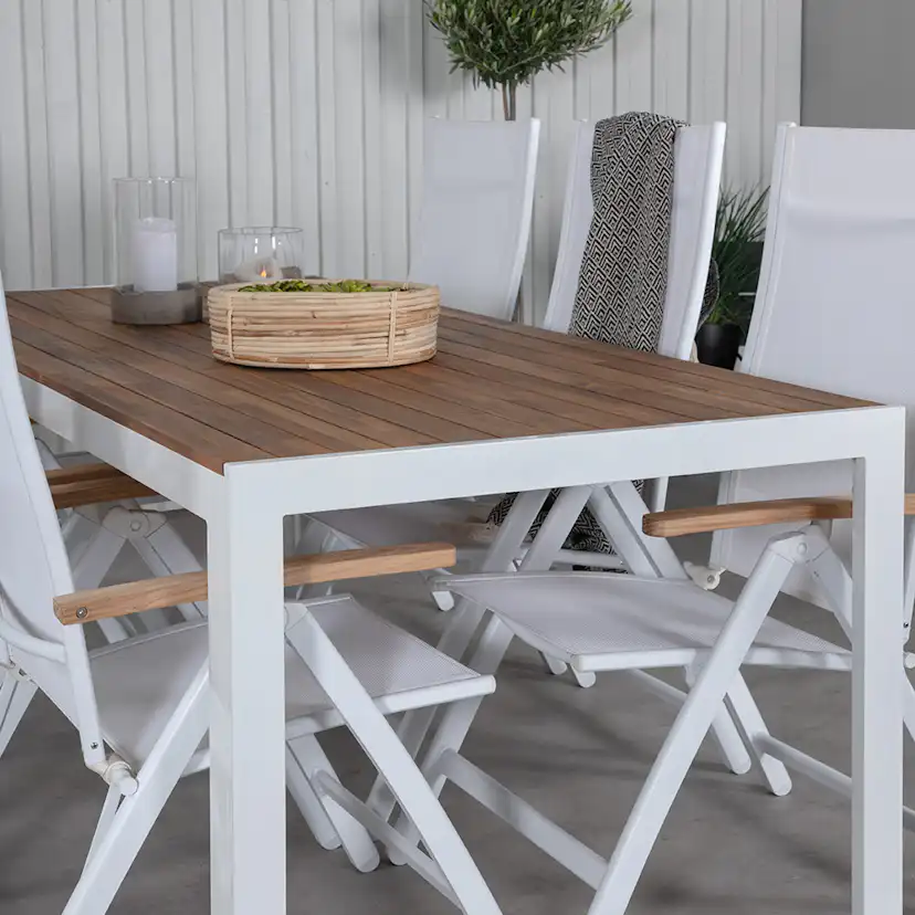 Matgrupp Utomhus Venture Home Berfin med 6 Perla Trädgårdsstolar