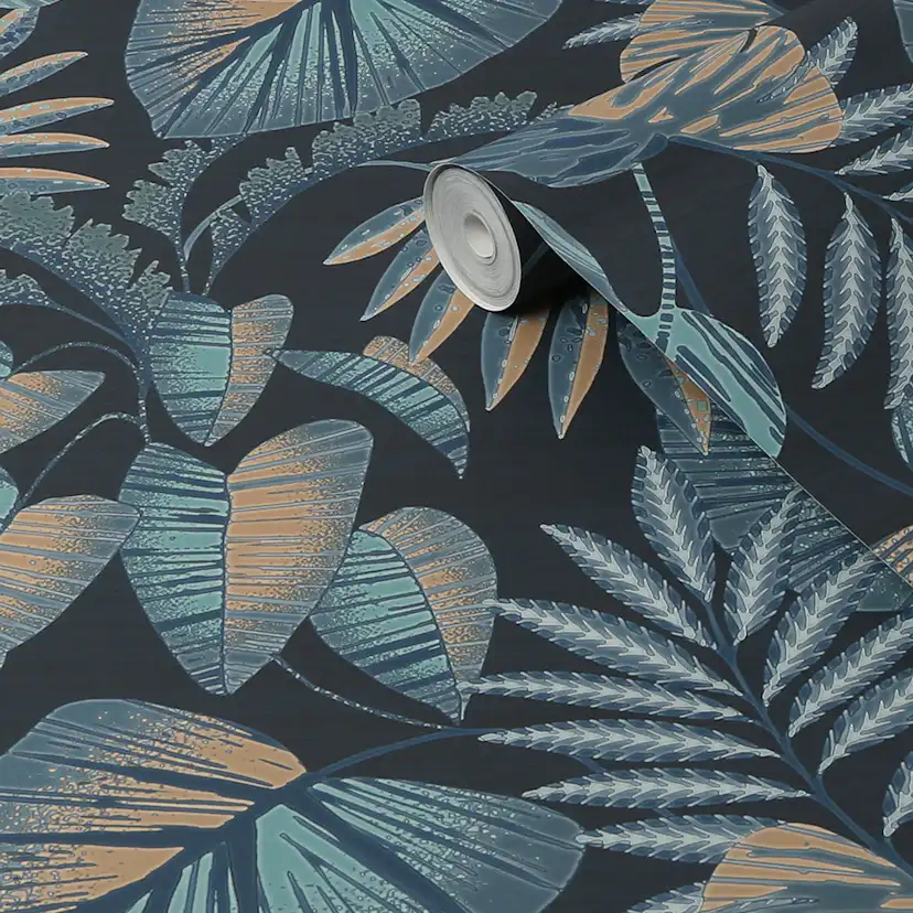 Tapet NEXT Jungle Leaves Navy