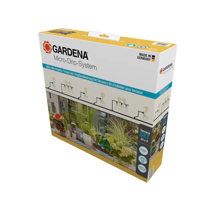 Micro-Drip Gardena Premiumpaket För Terrass med Vattenfördelare & Bevattningsdator