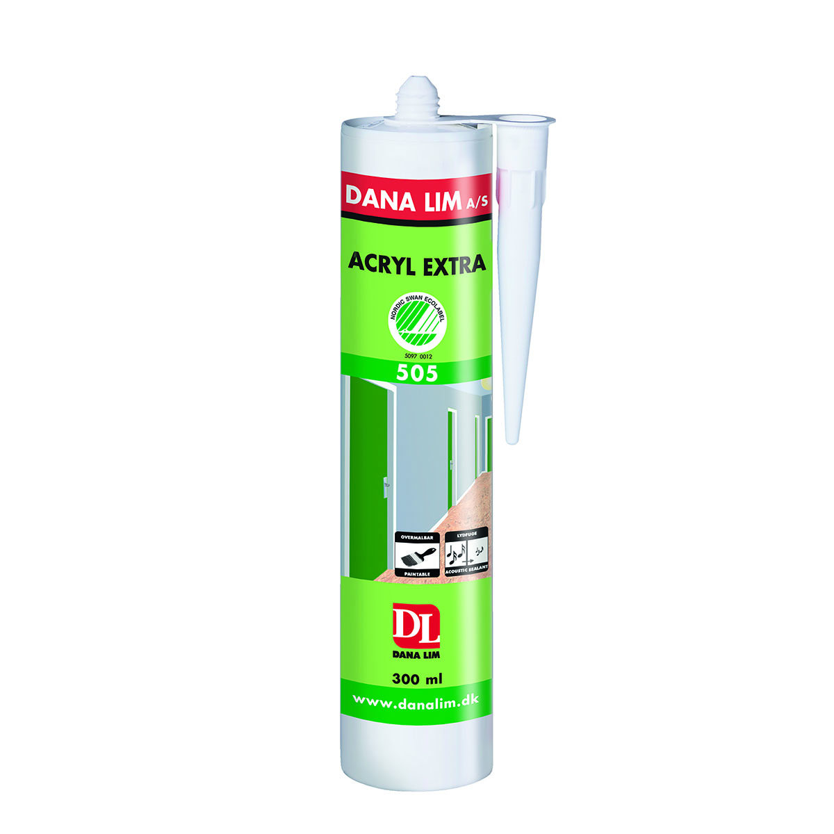 Fogmassa Danalim Dana Acryl Extra 505 300 ml Vit Akryl Svanenmärkt