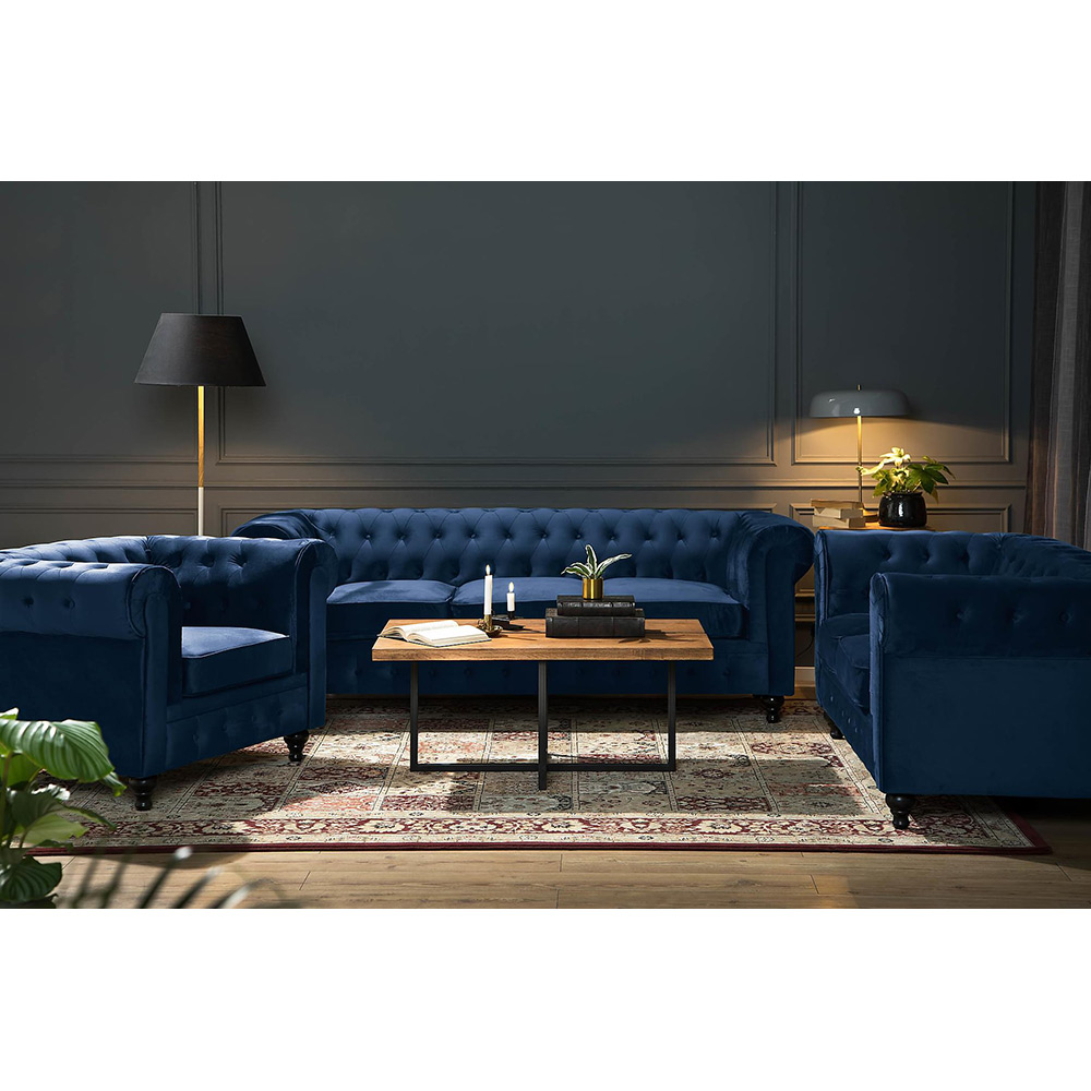 Soffgrupp Manor House Chesterfield Lyx 3-sits+2-sits+Fåtölj Sammet