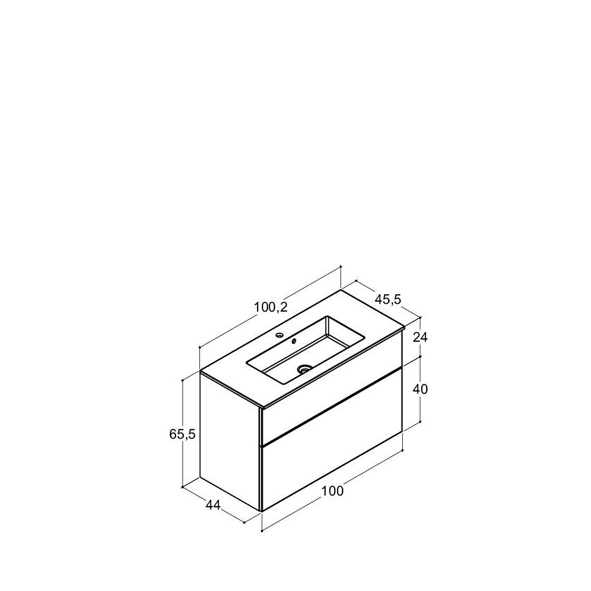 100,2 cm Minore set H64, 2lå. vit mat 1022 mm, Matt Vit