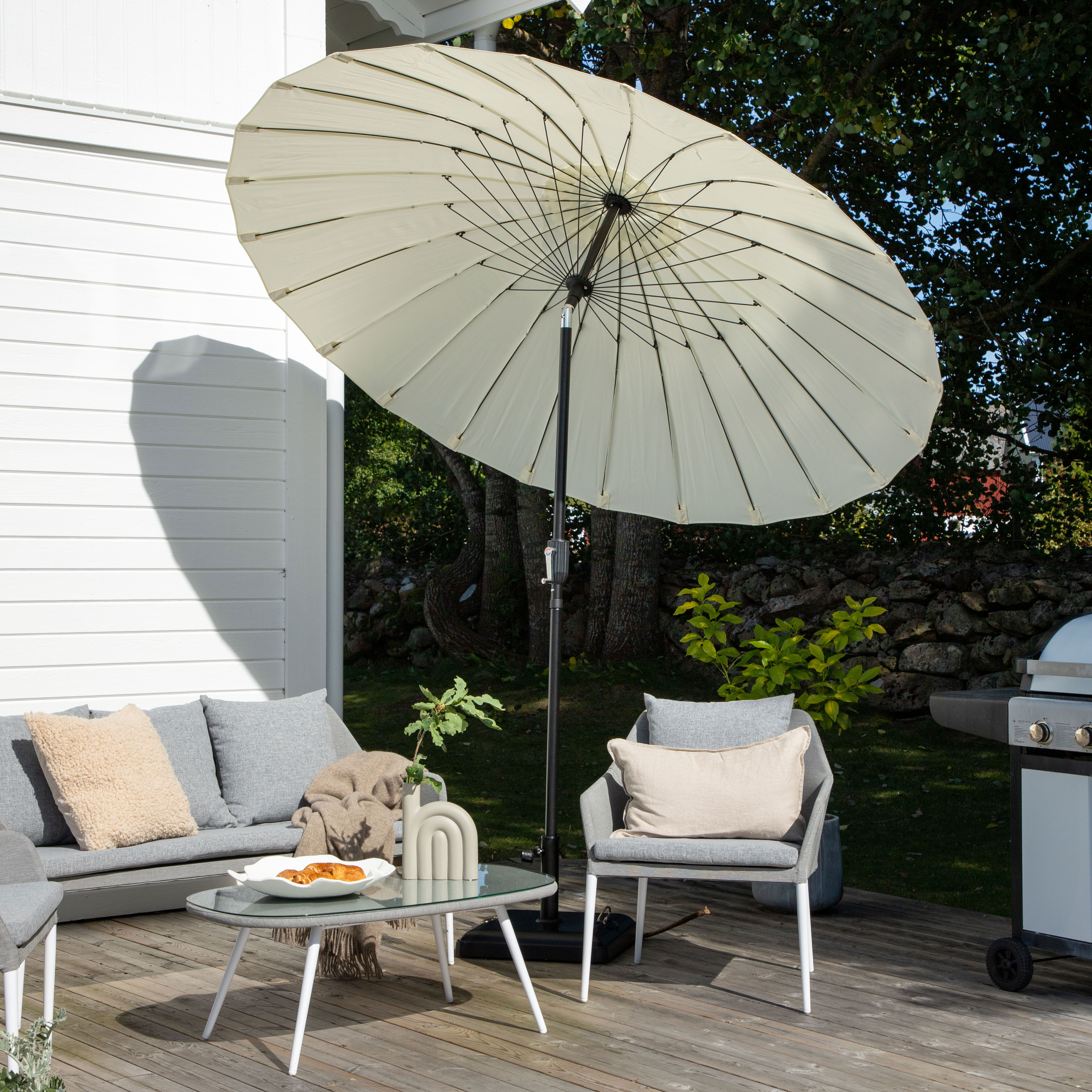 Palmetto Umbrella w. tilt, White, 270 Vit