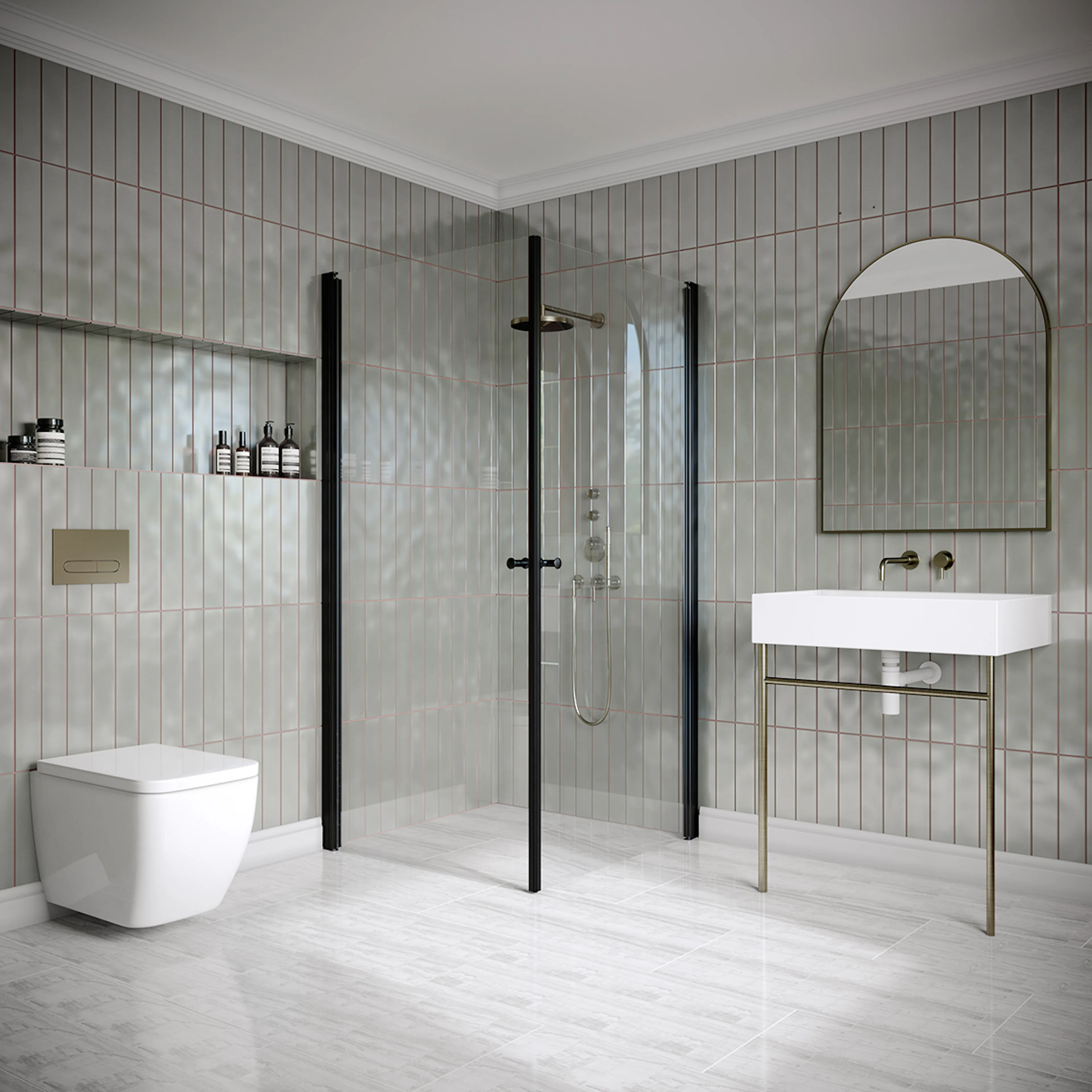 Hietakari Classic 148 905x905x1900 mm, Klarglas, Svarta profiler