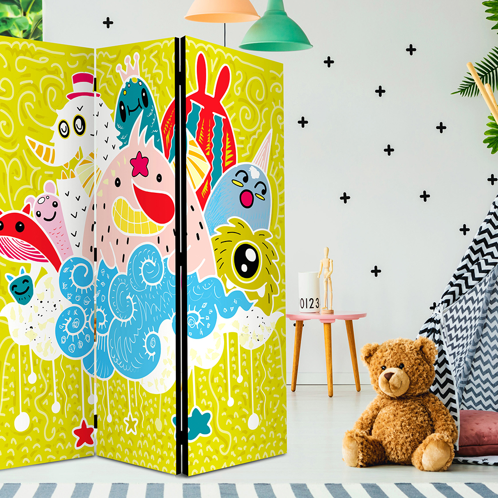 Rumsavdelare Skärmvägg Arkiio Happy Creatures 135x172 cm
