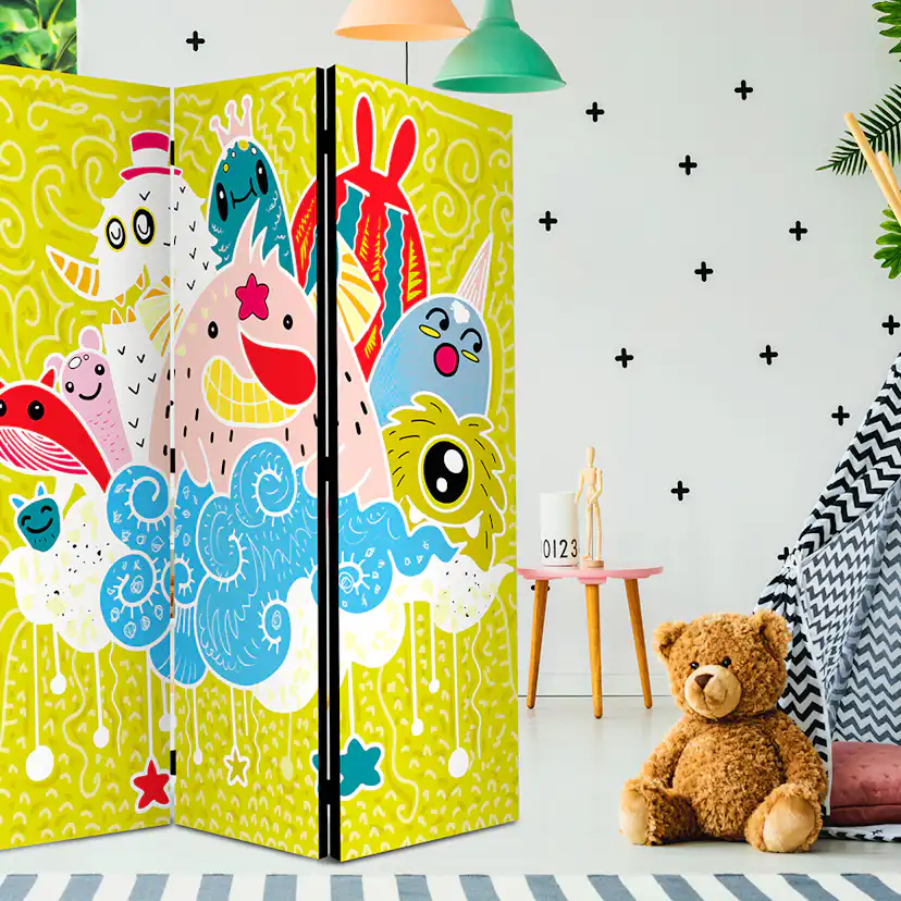 Rumsavdelare Skärmvägg Arkiio Happy Creatures 135x172 cm