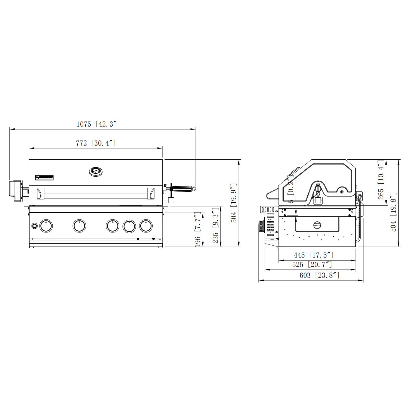 Gasolgrill Myoutdoorkitchen Inox Range med 4 Brännare och Infravärme