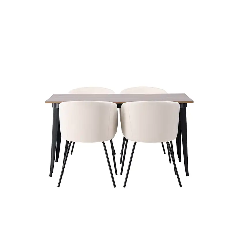 Matgrupp Venture Home Tempe 140 cm med 4 Berit Stolar Sammet