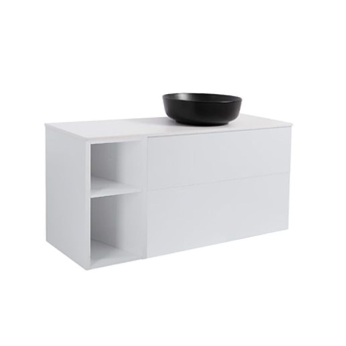 A IS90+30Ö GRÅ BS VIT+TS RUSV Färg: Ljusgrå, Färg Tvättställ: Svart, Färg Bänkskiva: Vit, Rund Form, Storlek: 740x1210 mm