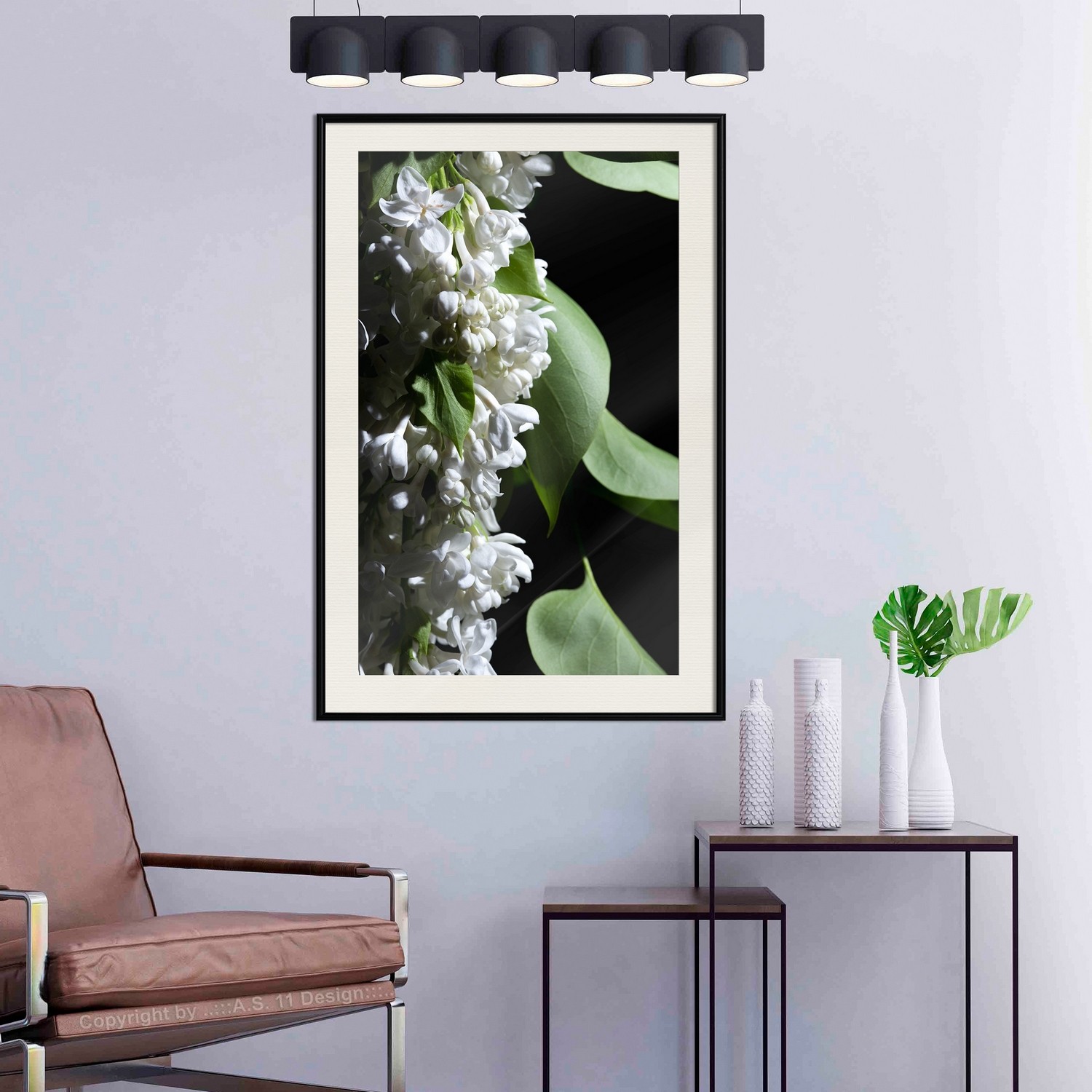 Affisch - Lilacs Detail [Poster] 30x45 Svart ram med passepartout, 30x45 cm