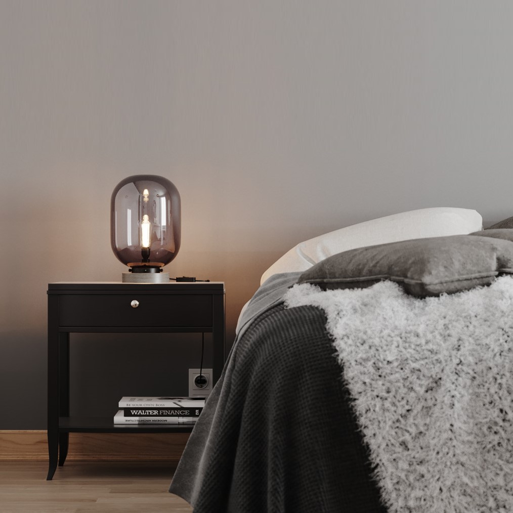 Bordslampa By Rydéns Leola H31 cm Svart Marmor/Rökgrå