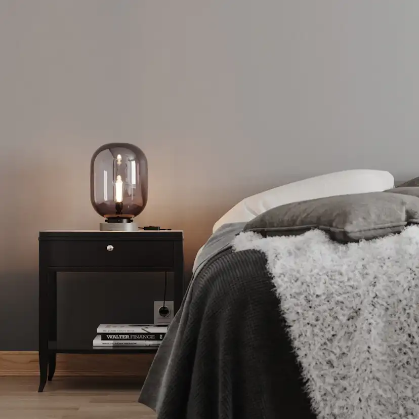 Bordslampa By Rydéns Leola H31 cm Svart Marmor/Rökgrå