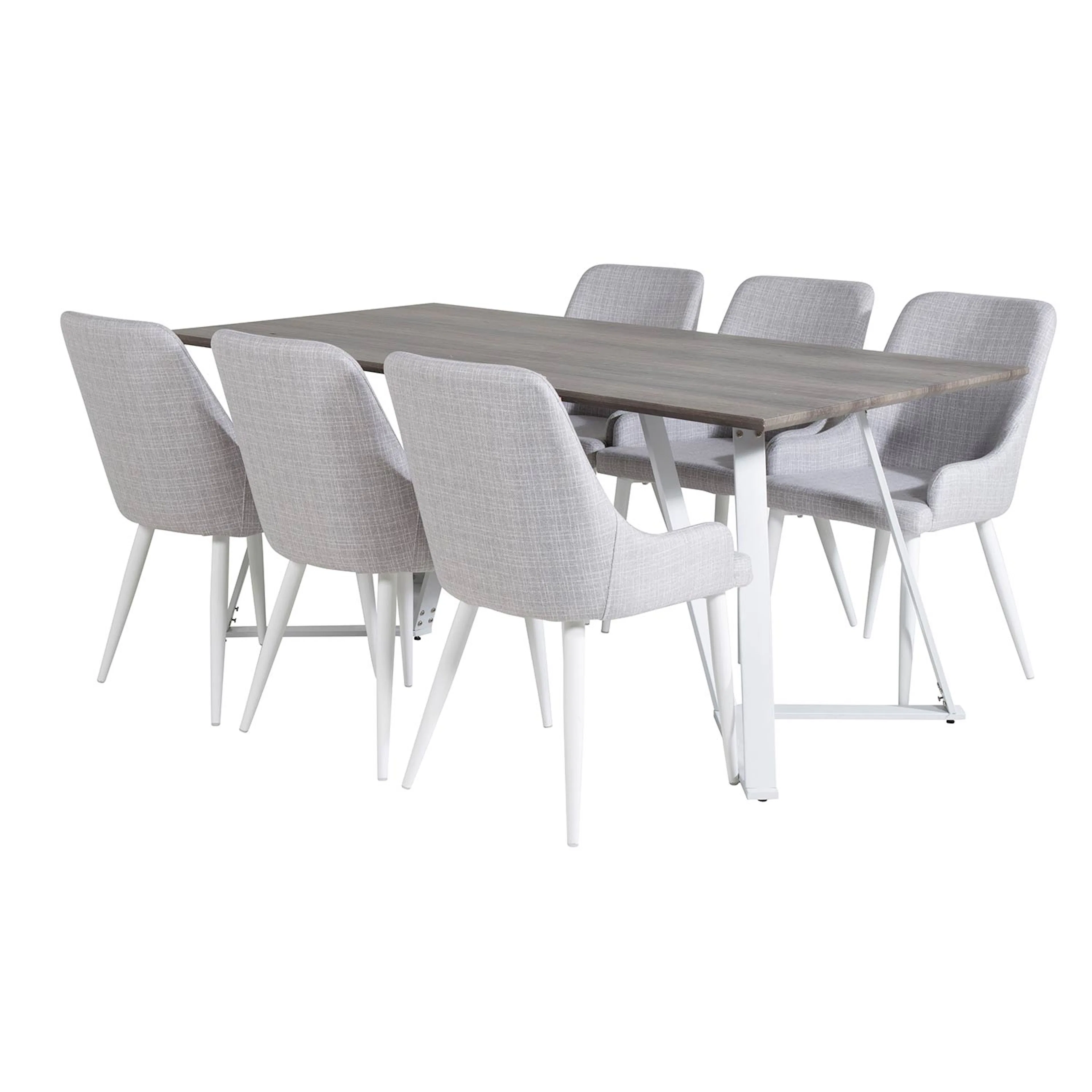 Marina Table -grå"oak"/Plaza chair - - Light gråFabric_6 Grå/Vit/Grå