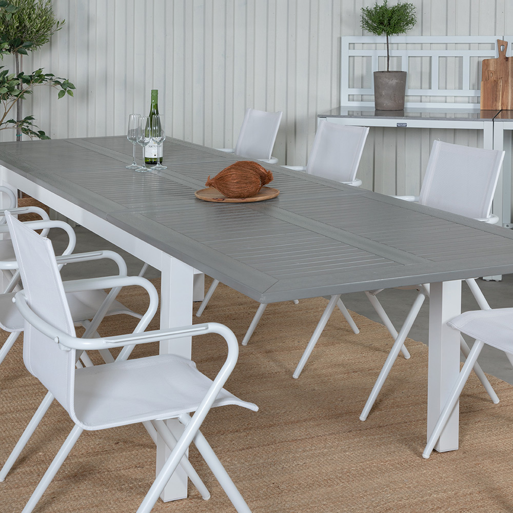 Matgrupp Venture Home Aleyna 224 Vit med 8 Aspen Matstolar