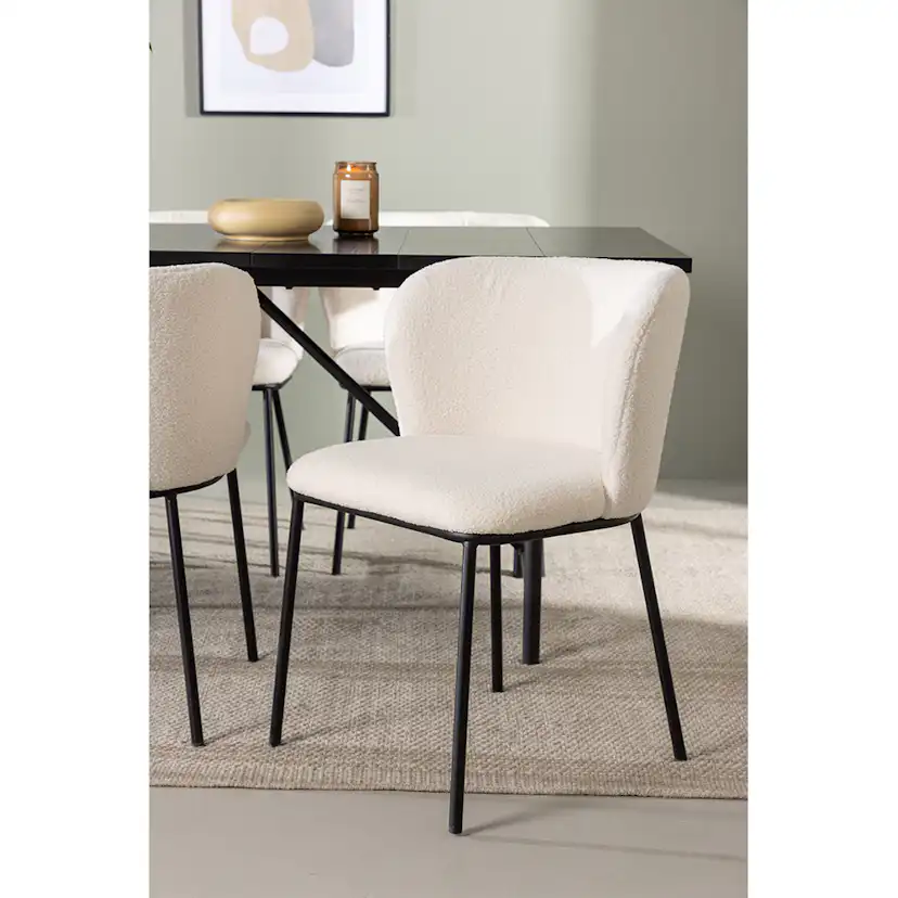 Matstol Venture Home Edina Vit Stol i Boucle 2 st