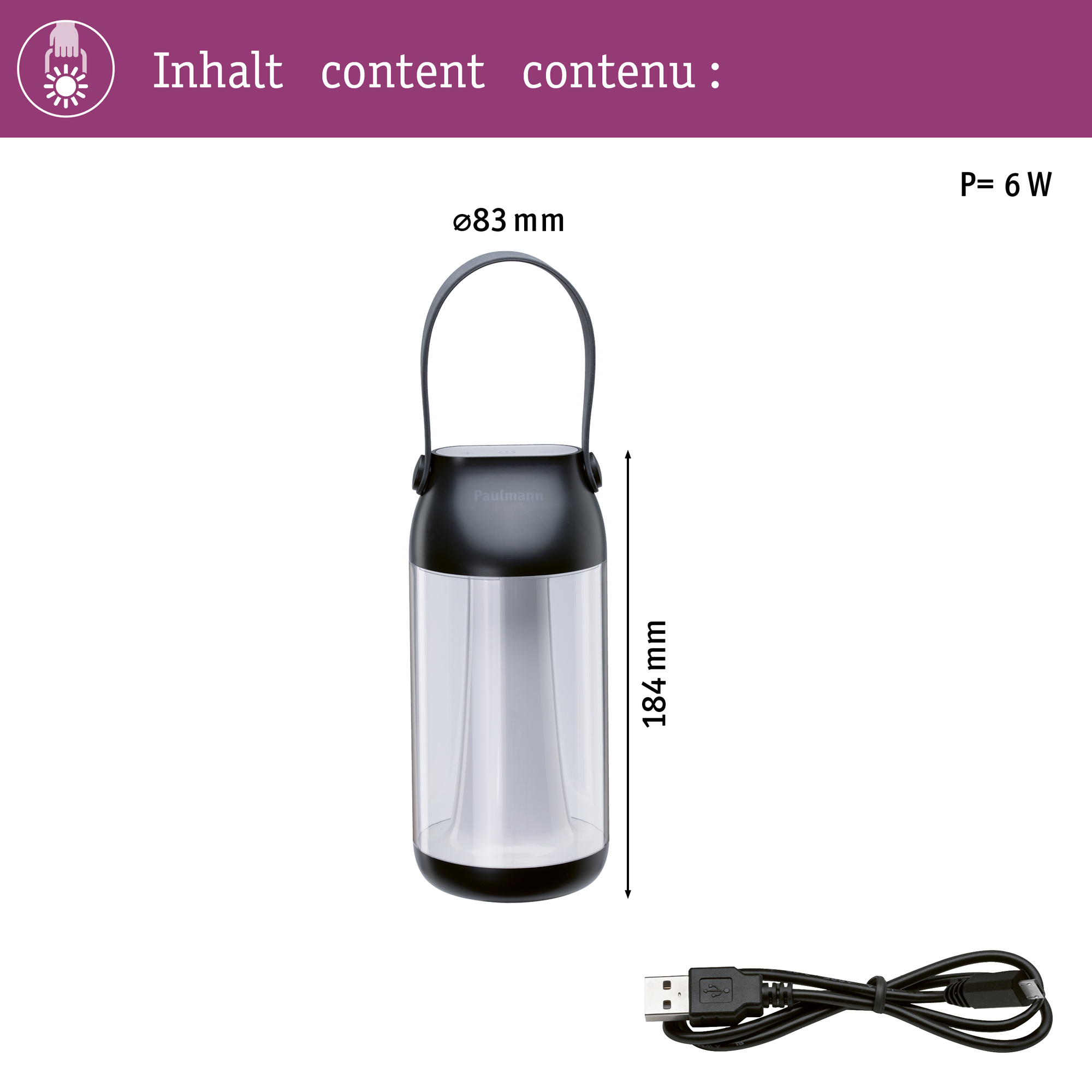 Portabel Lampa Paulmann Cupulino Batteridriven IP44