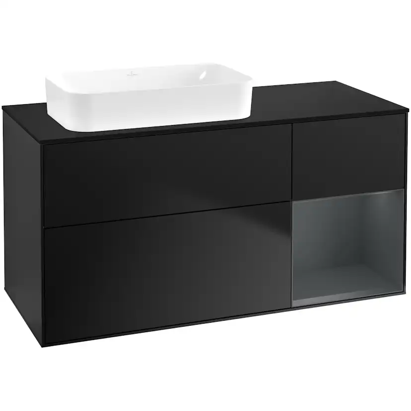 Tvättställsskåp Villeroy & Boch Finion med 3 Lådor Hylla och Bänkskiva för Ocentrerat Fristående Tvättställ