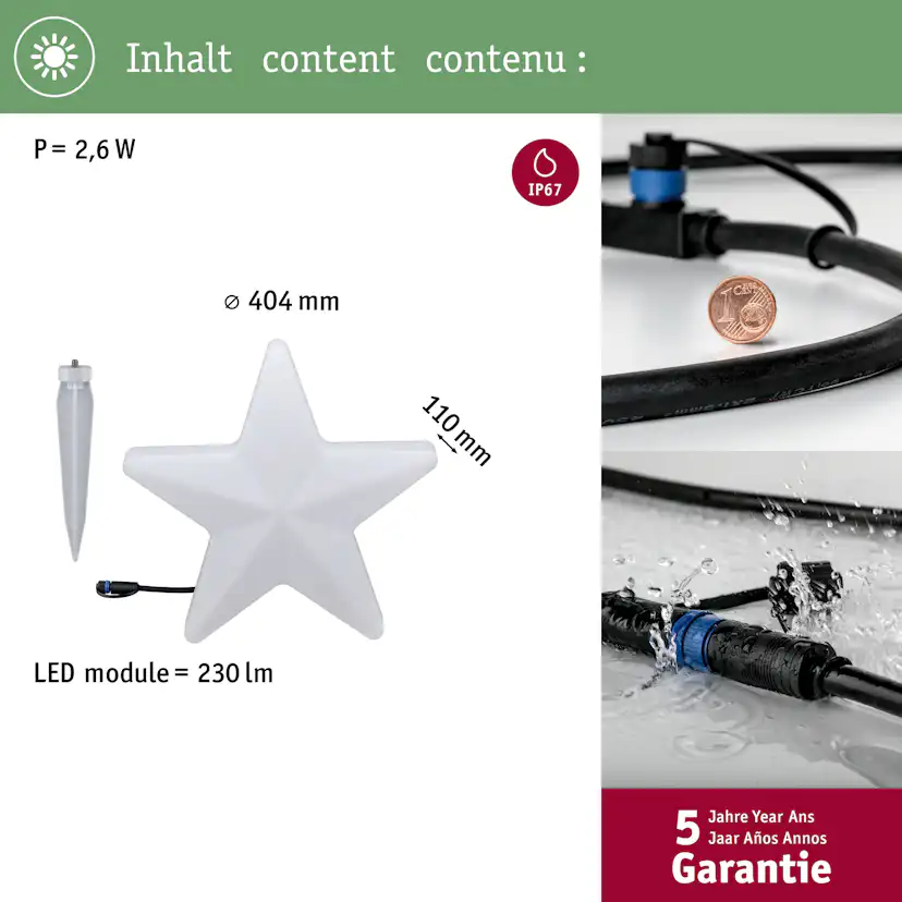 Dekorationsljus LED Paulmann Star Plug & Shine IP67 24V