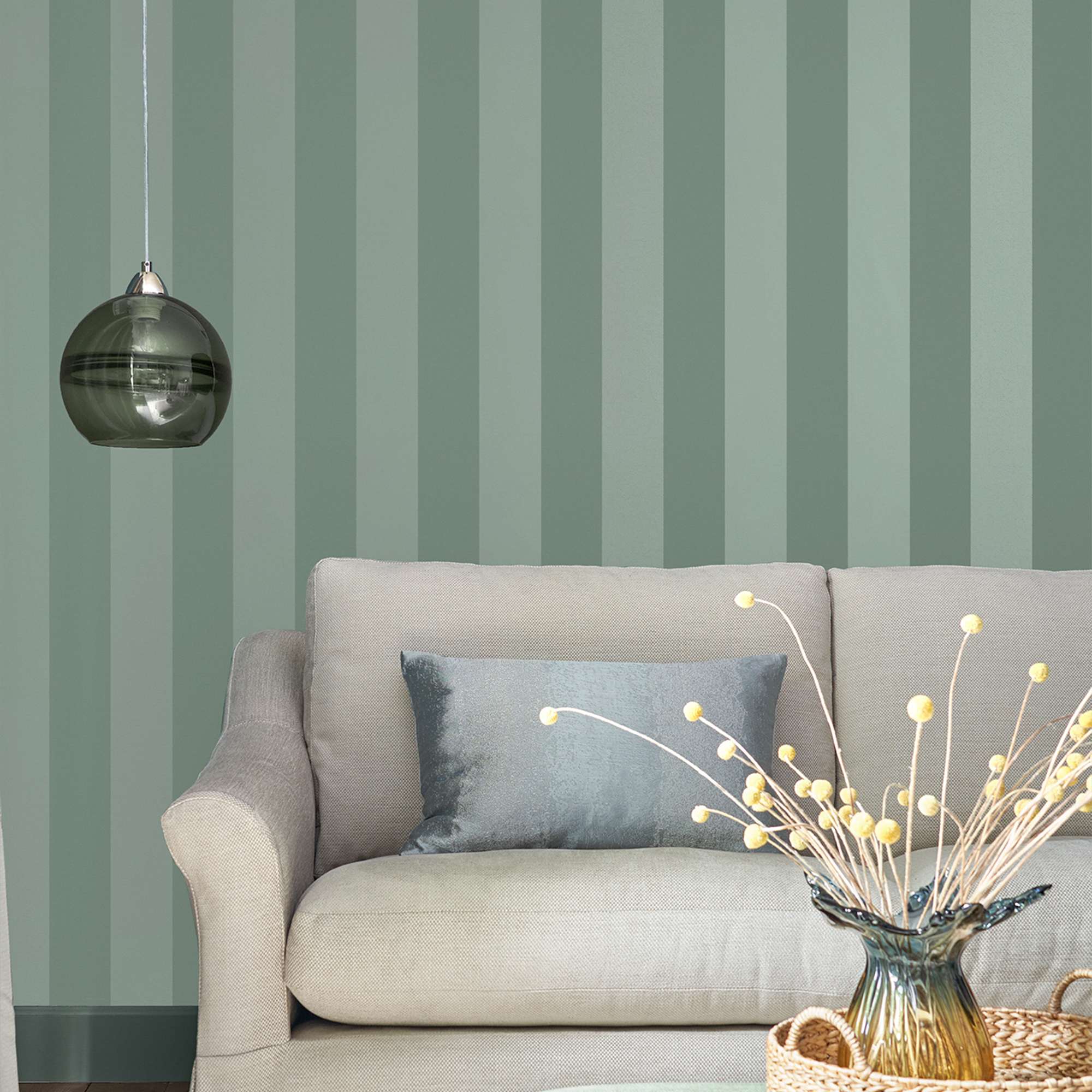 Tapet Laura Ashley Lille Pearlescent Stripe Jade Grön 118478