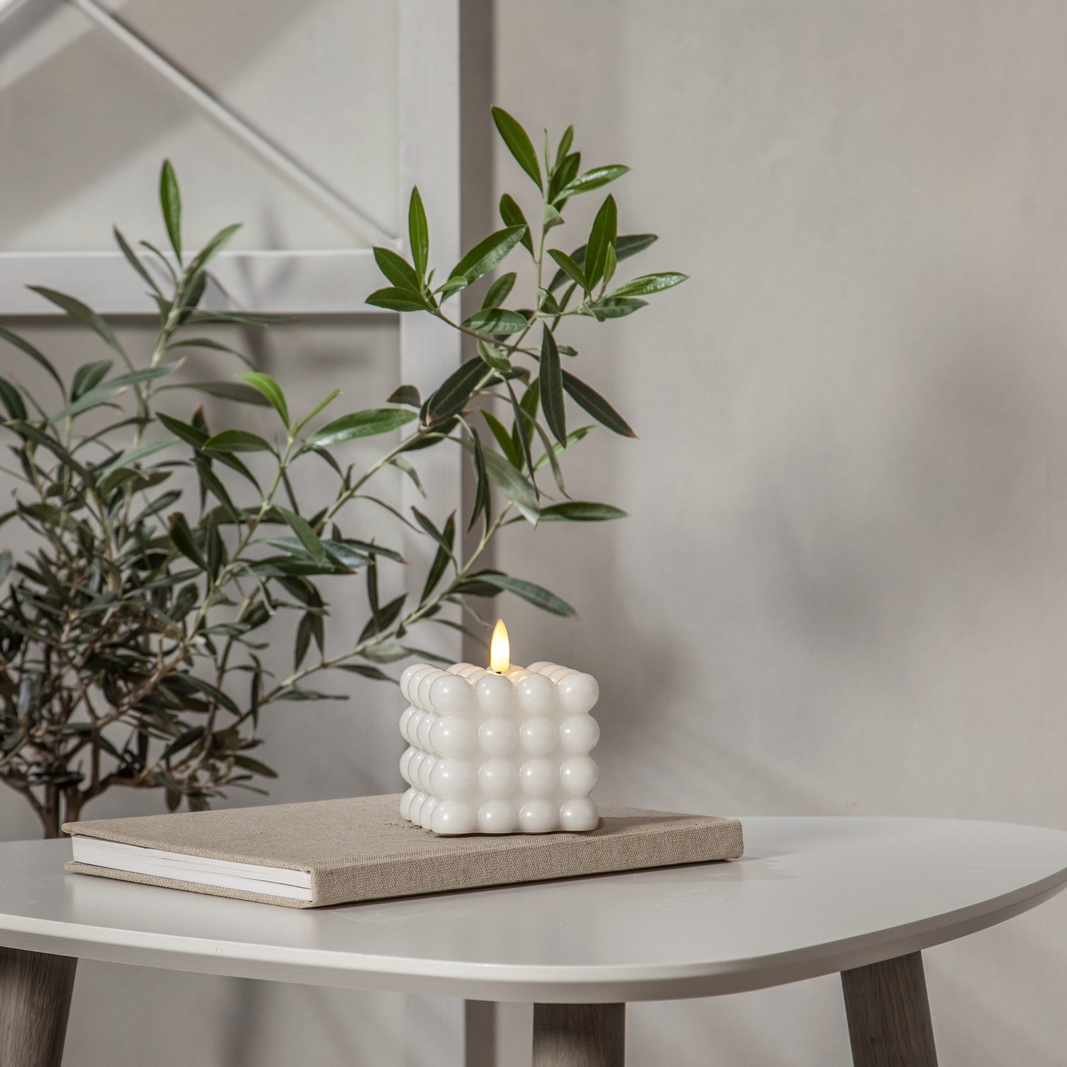 LED Blockljus Flamme Dot vit Vit