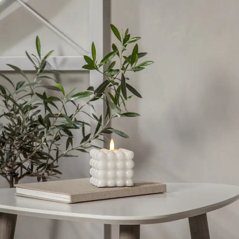 LED Blockljus Flamme Dot vit Vit
