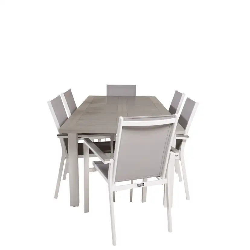 Albany Dining Table 152/210*90 - White Alu / Grey Aintwood+P Vit/Grå
