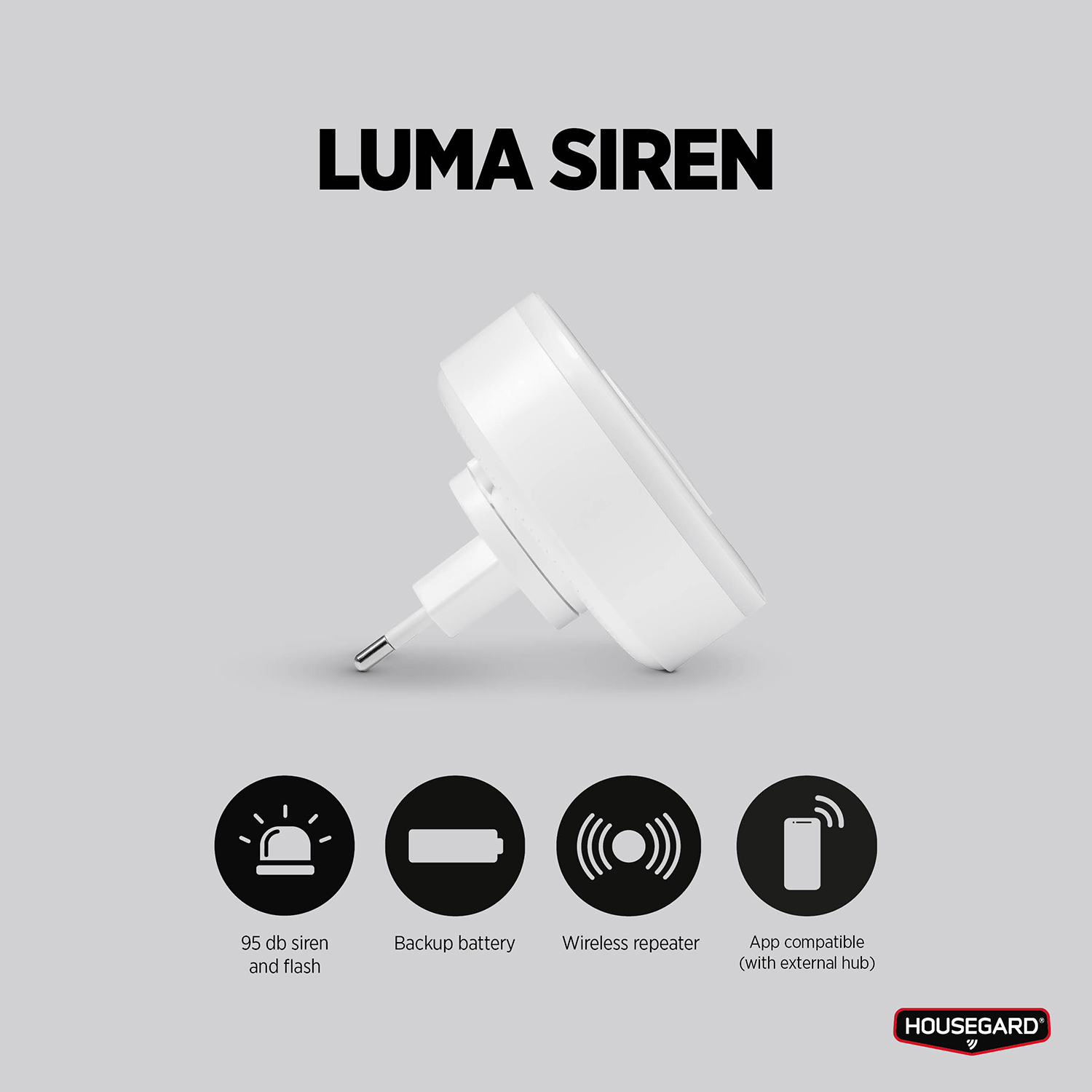 Siren Housegard Luma Kraftfull 95 dB Trådlös
