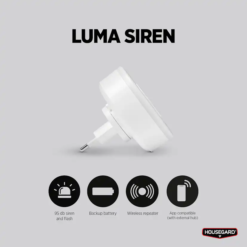 Siren Housegard Luma Kraftfull 95 dB Trådlös