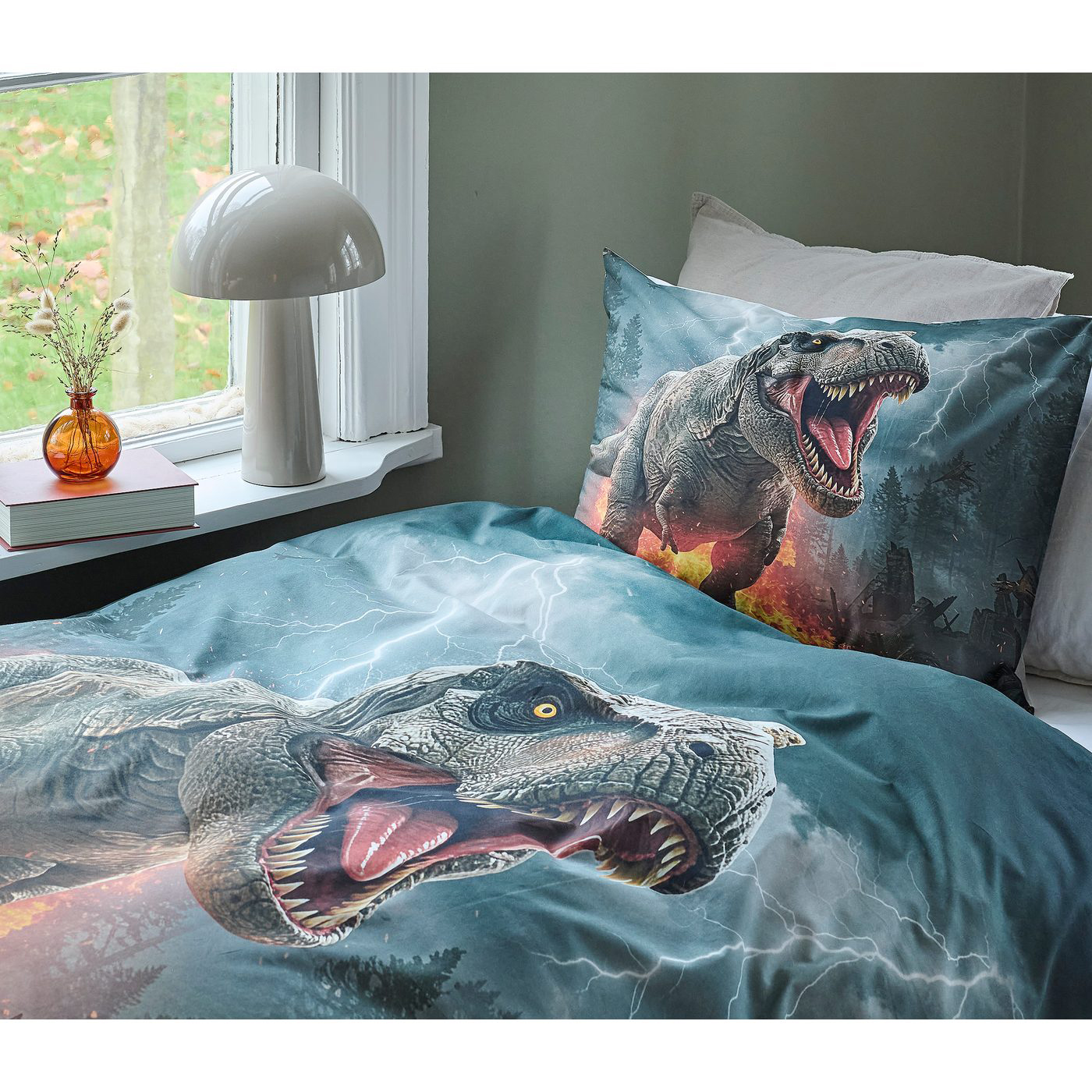Påslakanset Enkelsäng Borganäs of Sweden 2-Dels Set Dinosaur Multi