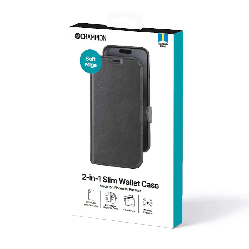 Mobilskal Champion 2-in-1 Slim wallet iPhone 15 Pro Max