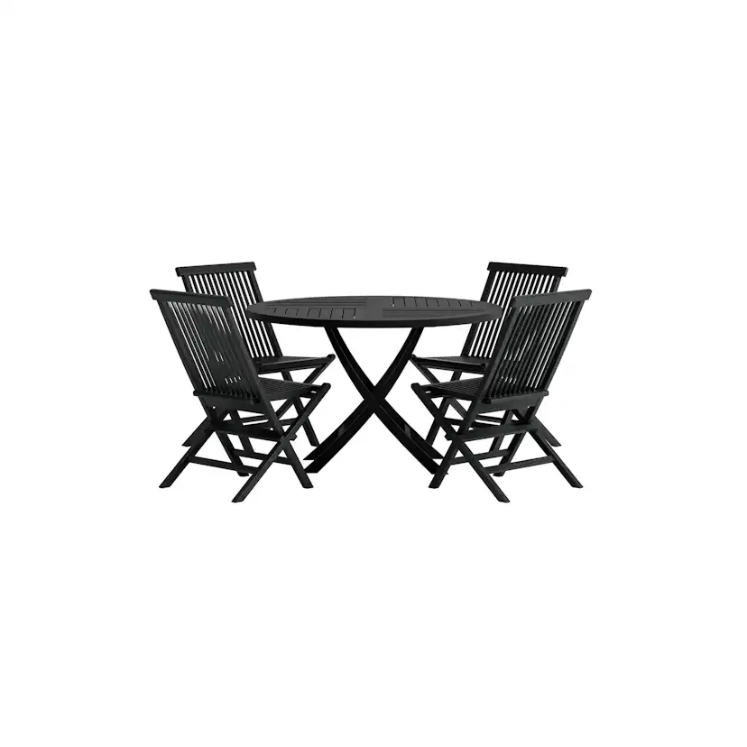 Kenya Table - Black with 4 Kenya Chair - Black Färg: Svart