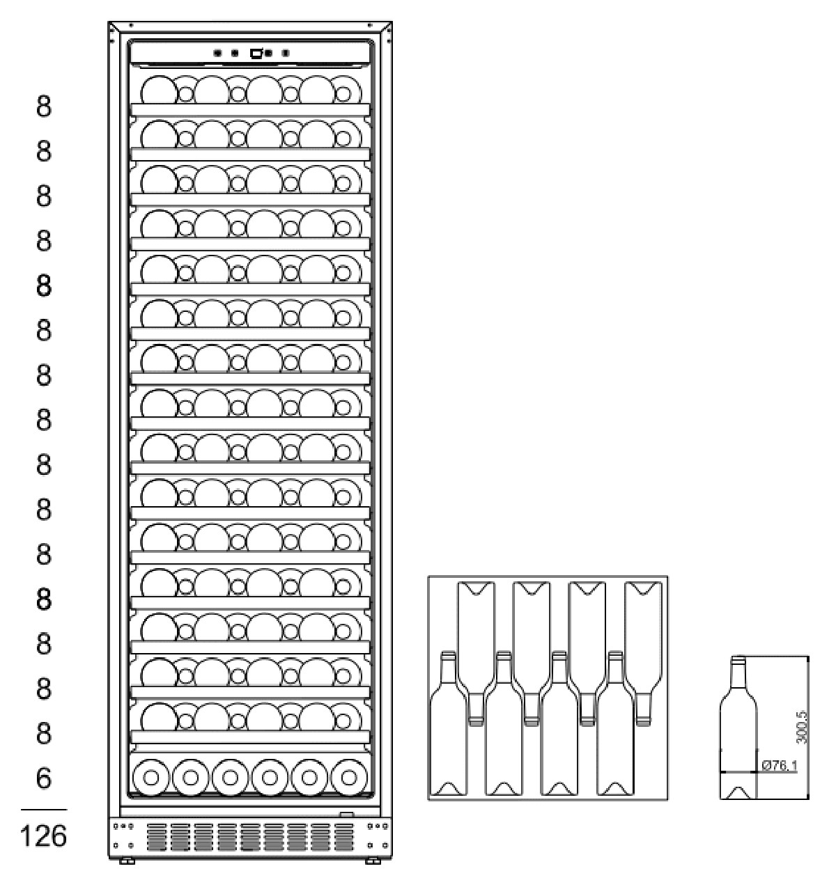 Vinlagringsskåp mQuvée WineStore 177 15 Hyllplan
