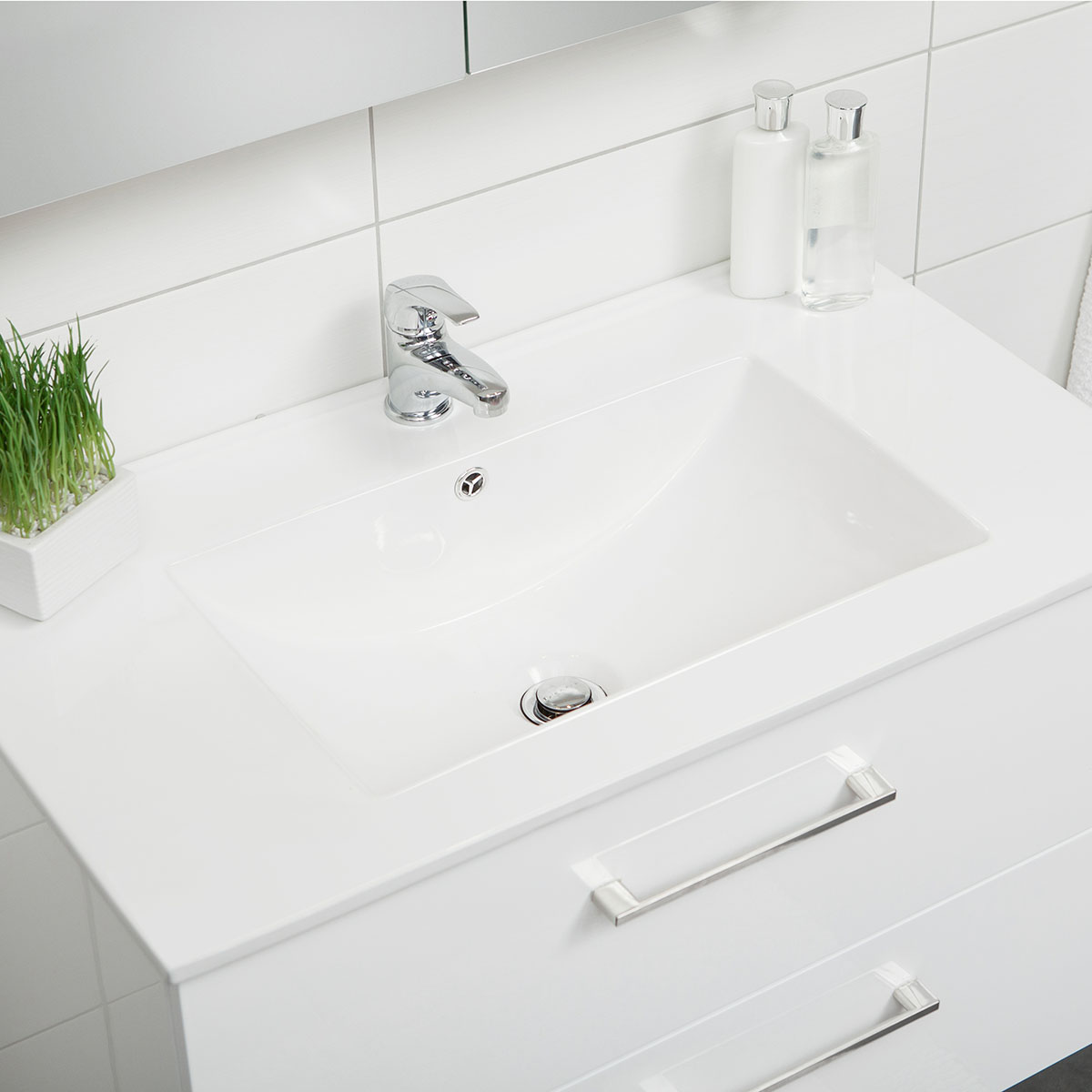 Tvättställsskåp 4AQUA Slim H Med 2 Lådor & Infräst Ram