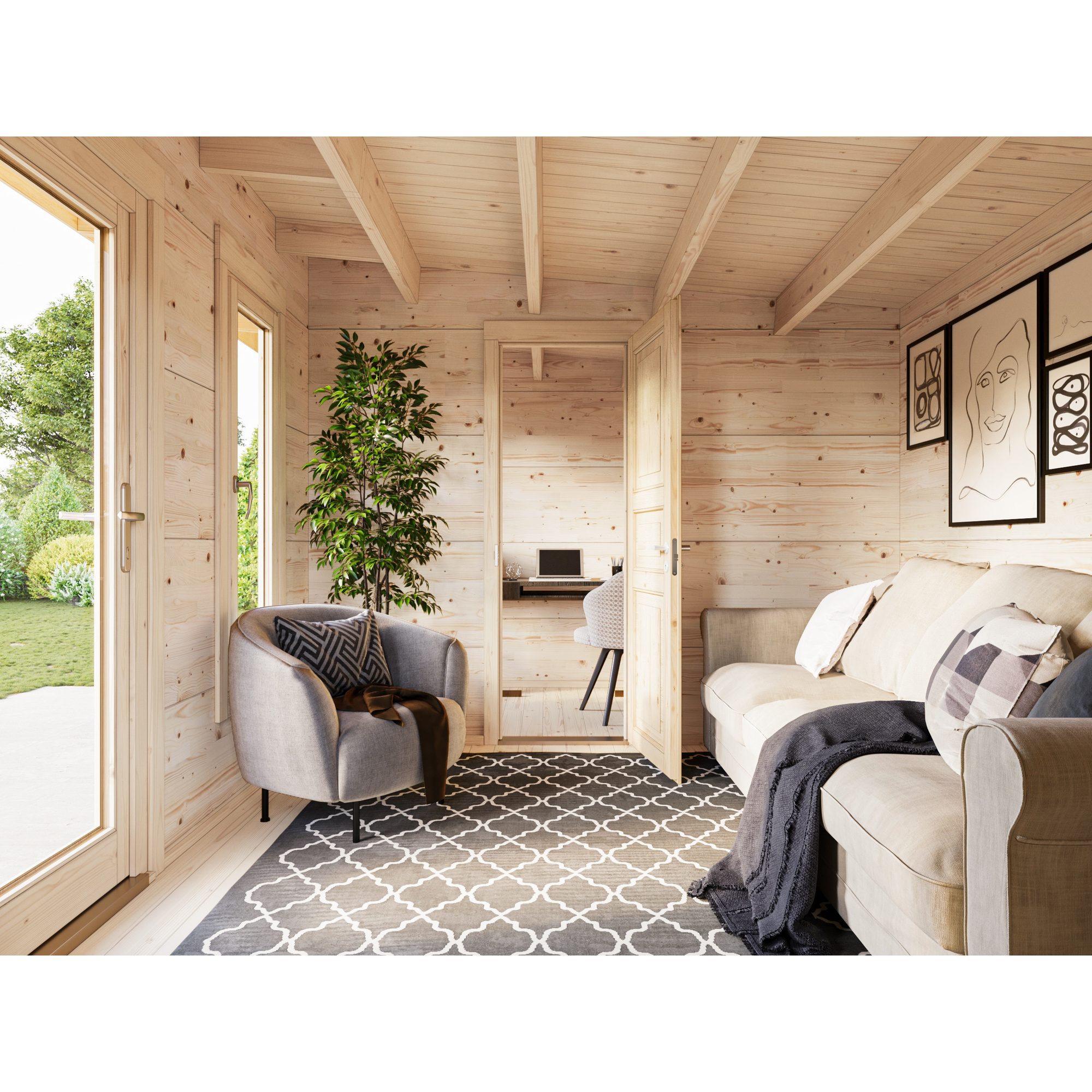 Trädgårdshus Palmako Grace 13,4+4,1 m2