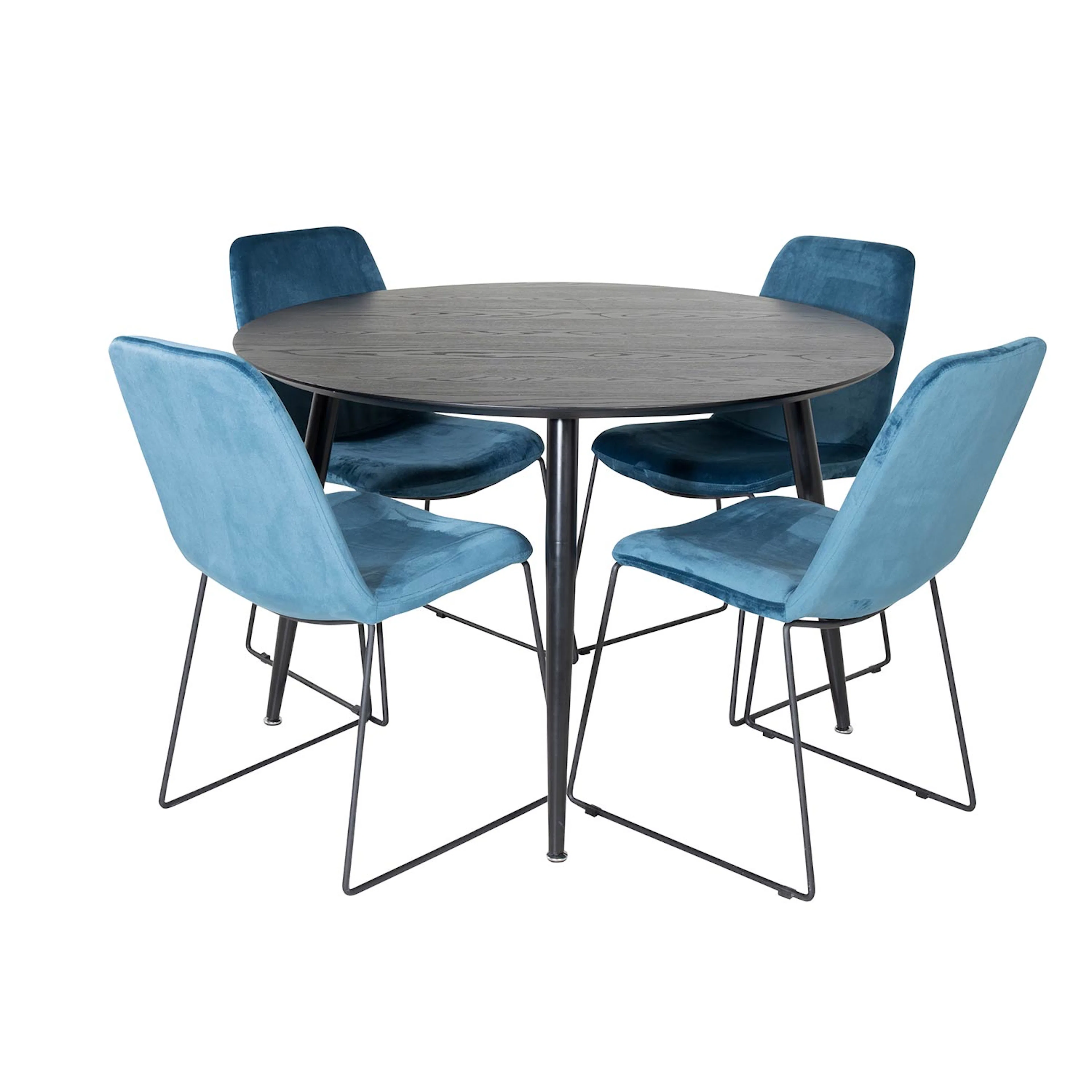 Dipp Table - Black Veneer / AllMuceChair - - BlueVelvet_4 Svart/Blå