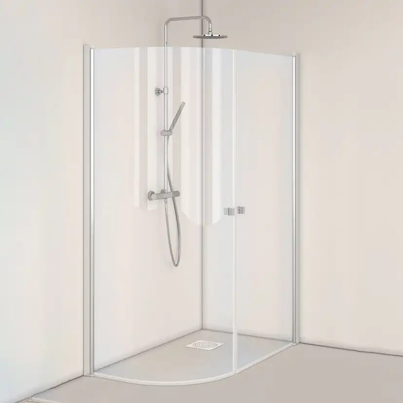 Duschhörn Hafa Igloo Pro J K ST 90 K N Svängd Dörr+Rak Dörr, Klarglas, 800x1360 mm