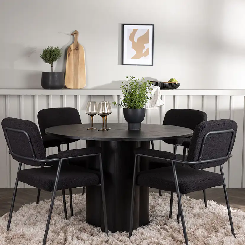 Matgrupp Venture Home Olivia Ø110 cm med 4 st Yesterday stolar