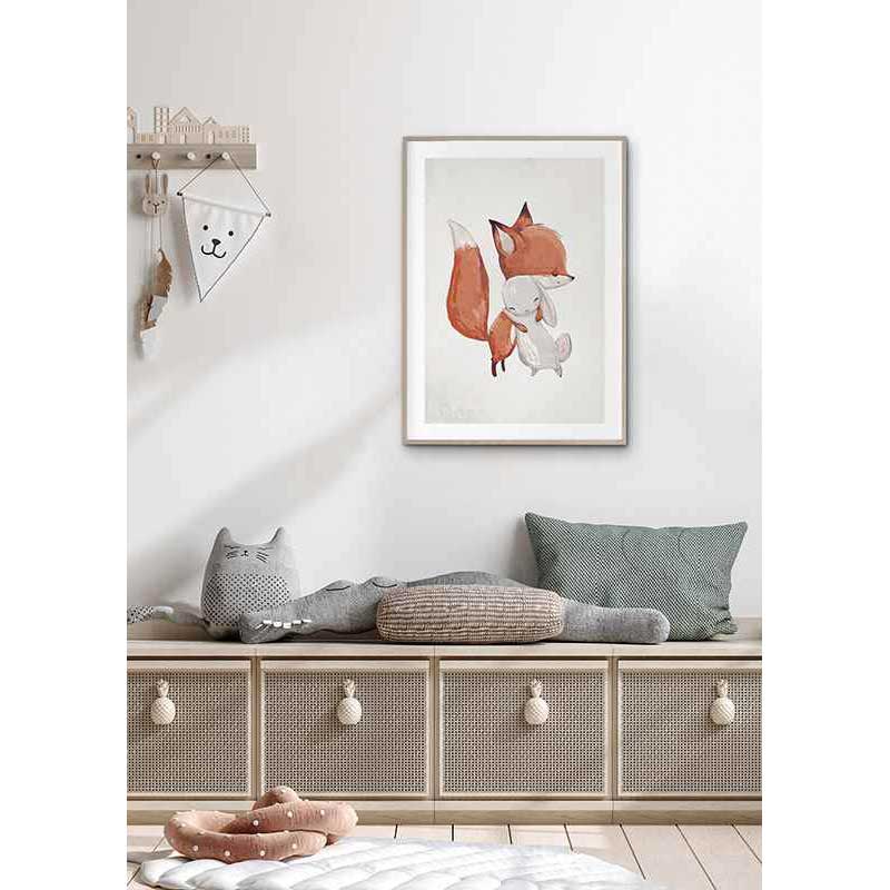 Poster Gallerix Watercolor Fox And Bunny