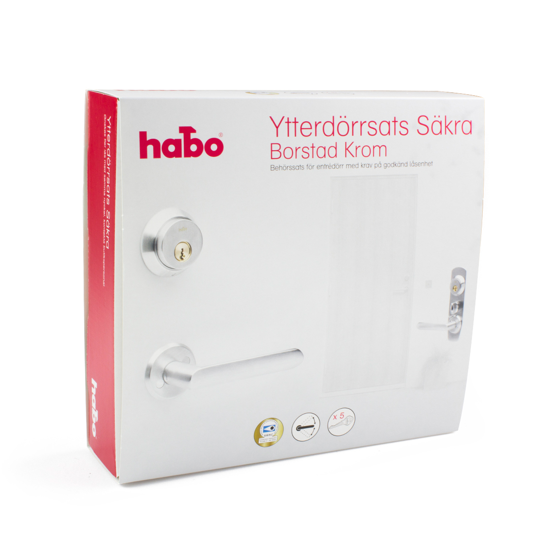 Ytterdörrsats Habo Säkra Utan Låshus Borstad Krom Borstad Krom, Bas