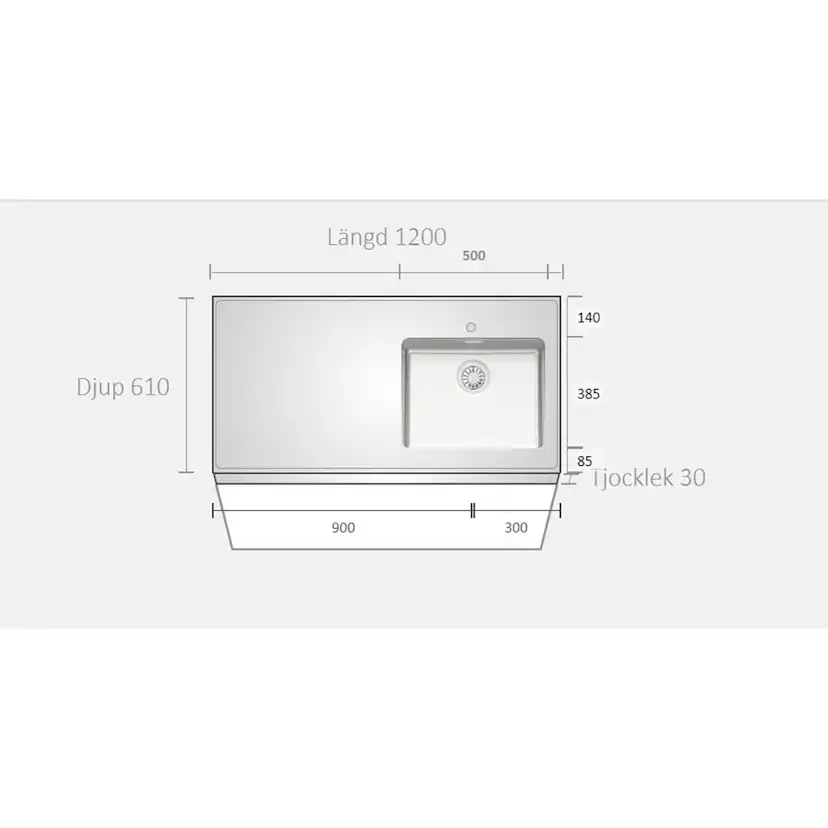 K1200-OB0050RM000000000000000000001 Höger, Bredd: 610 mm