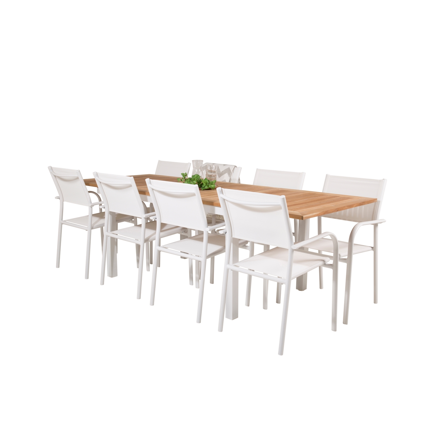 Panama Dining Table 160/240*90 - White Alu / Teak+Santorini Blanka Ben