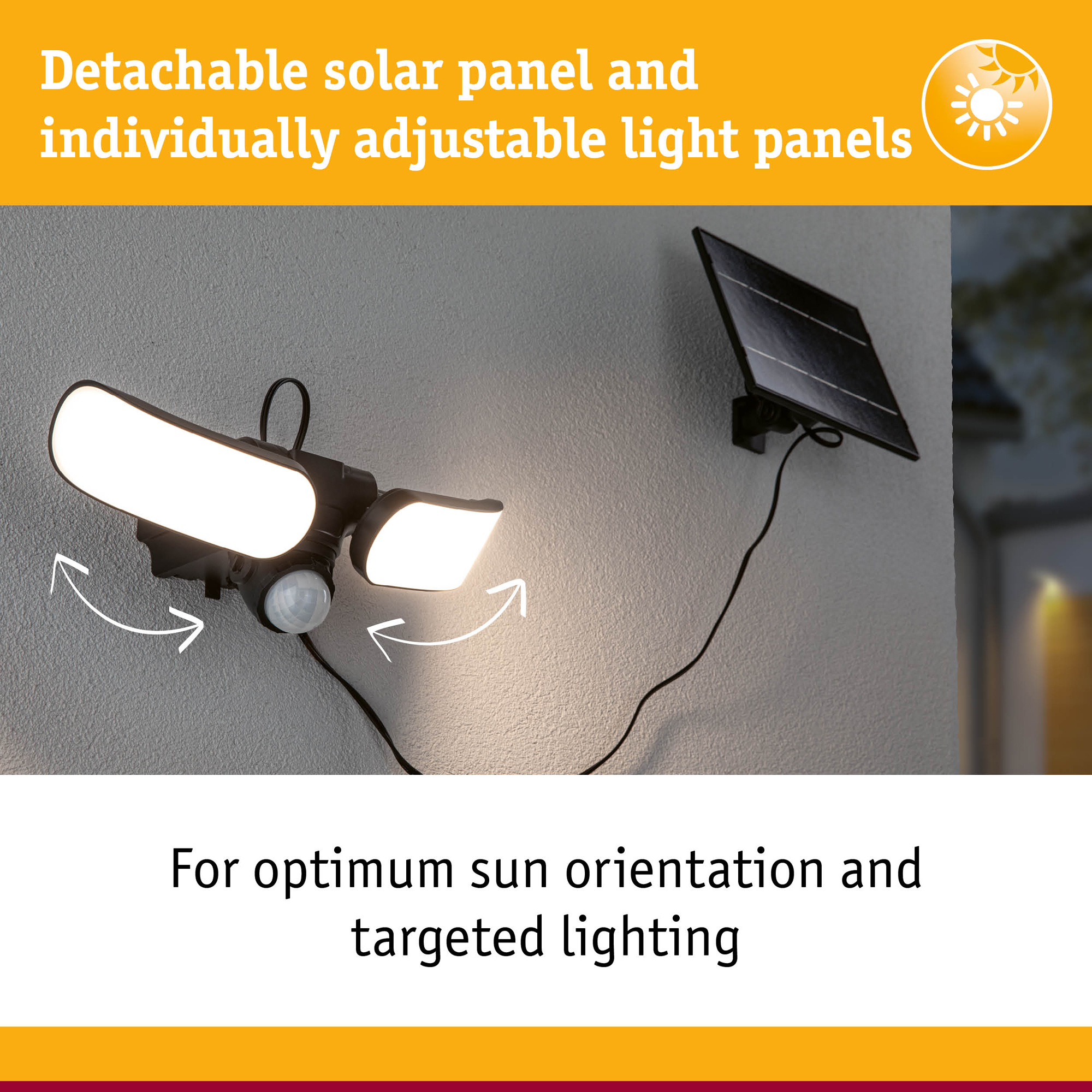 Fasadbelysning Solcell Paulmann Sonlig LED med Skymningsstyrd rörelsedetektor IP65