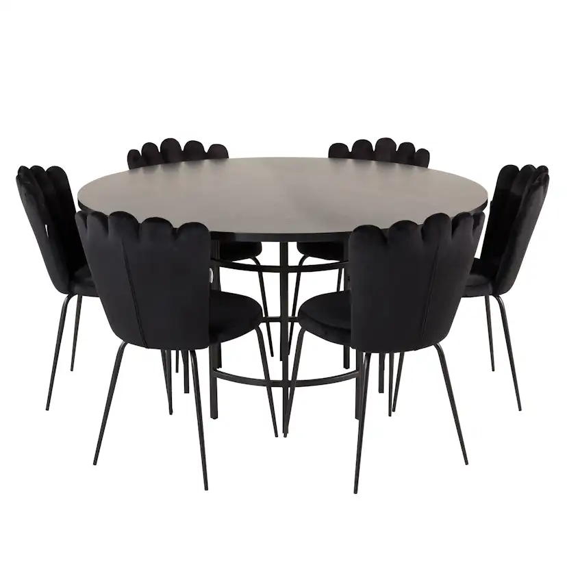 Matgrupp furniture/fashion Copenhagen med 6 Svarta Limhamn Light Stolar