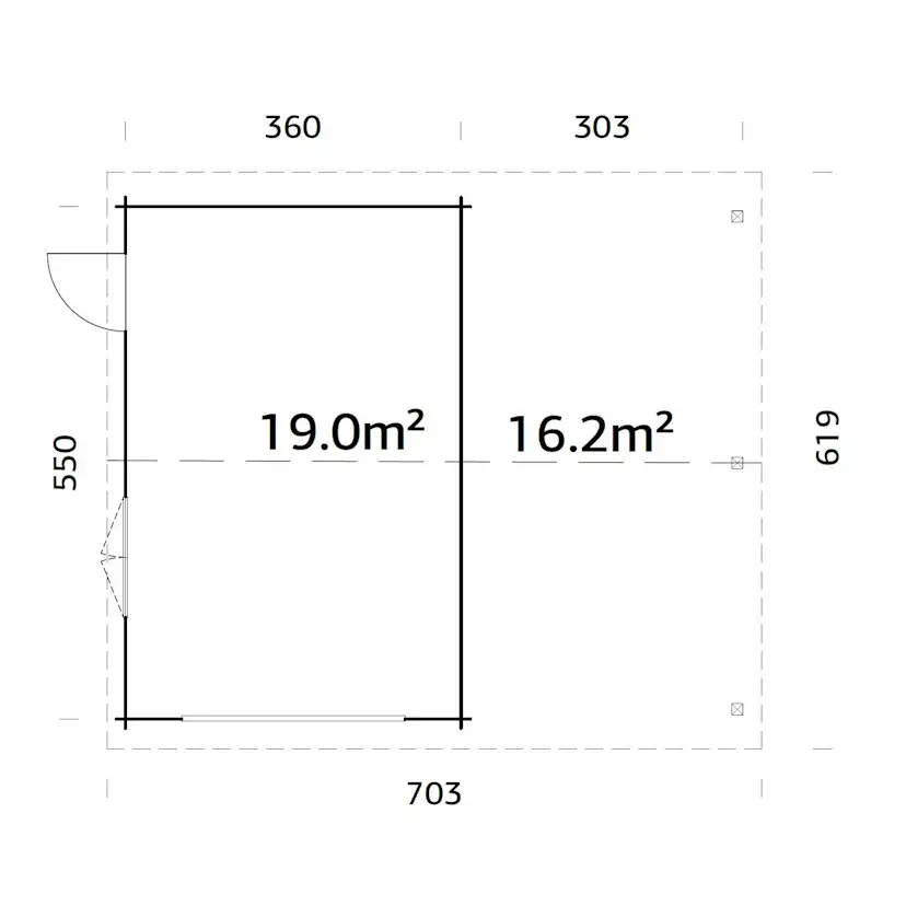 Roger 19,0+16,2 m2 kit BNDIP Impregnerad brun