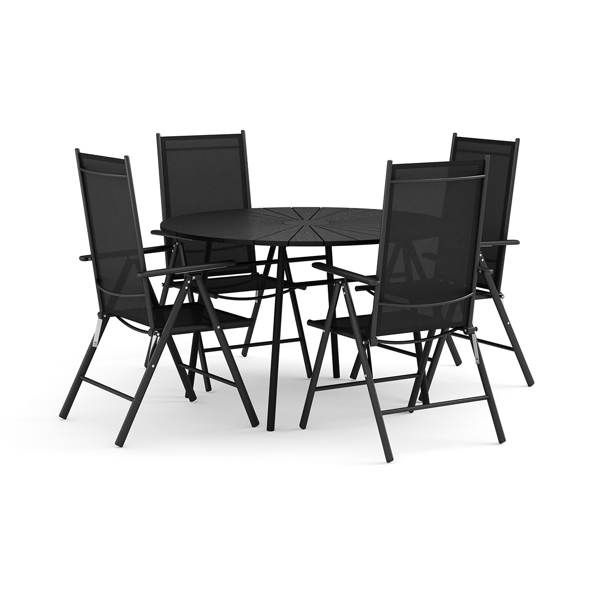 Trädgårdsgrupp Comfort Garden Tunis utomhus rund matgrupp 120 cm med 4 Maggie positionsstolar