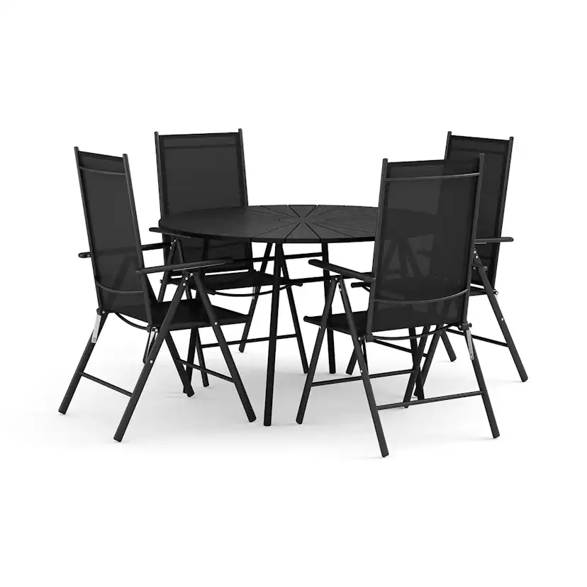 Trädgårdsgrupp Comfort Garden Tunis utomhus rund matgrupp 120 cm med 4 Maggie positionsstolar