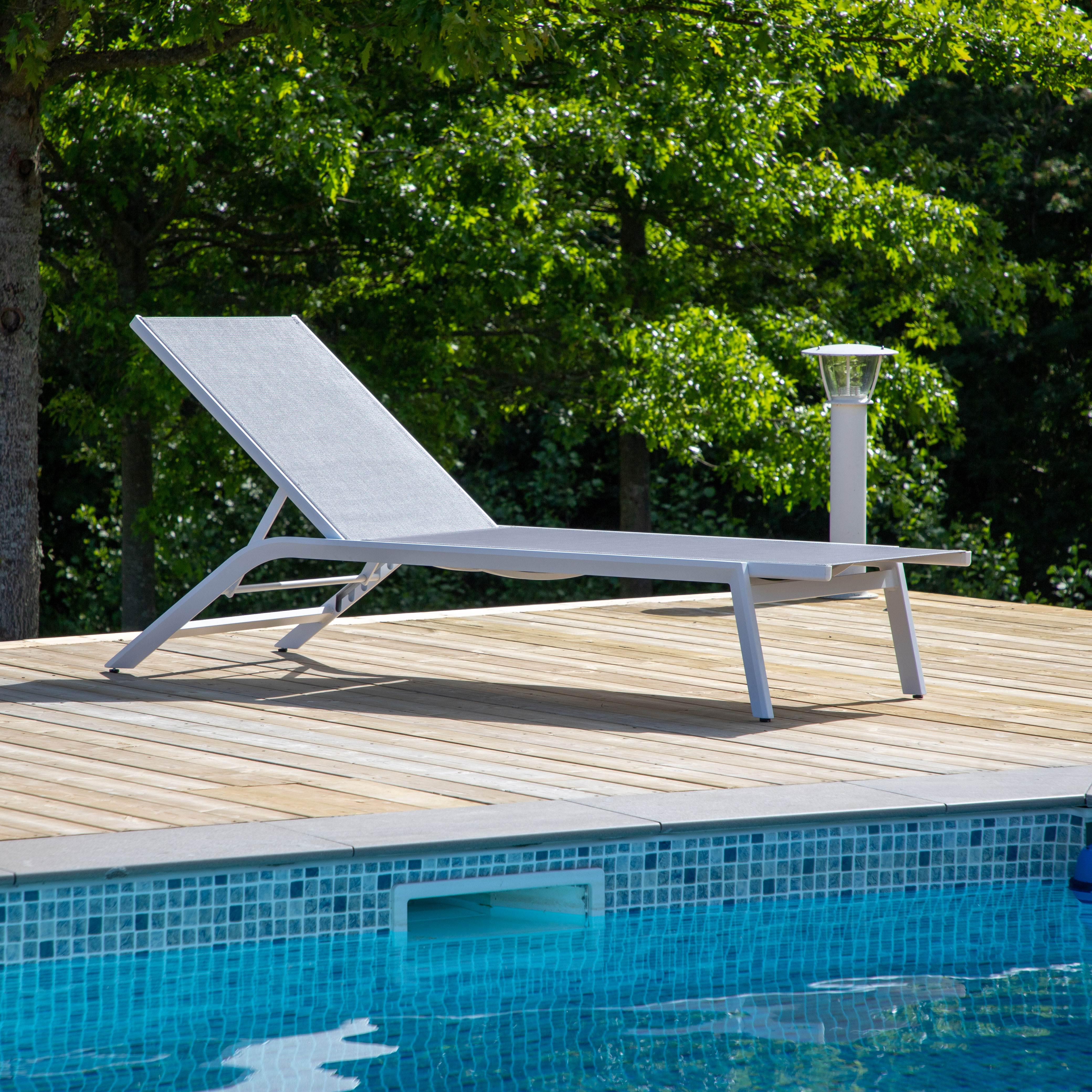 Ramos Sun Lounge,  White, Grey, Aluminium, Textilene Vit