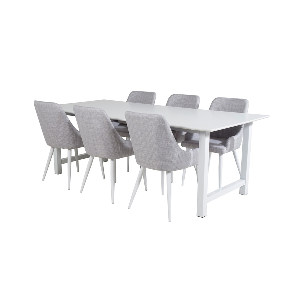 Count Dining Table 220x100 cm+Plaza Dining chair Vit/Ljusgrå