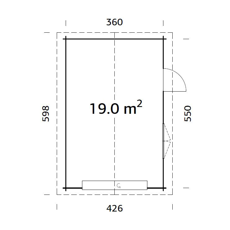 Garage Roger 19,0 m2 med Takskjutport Obehandlad