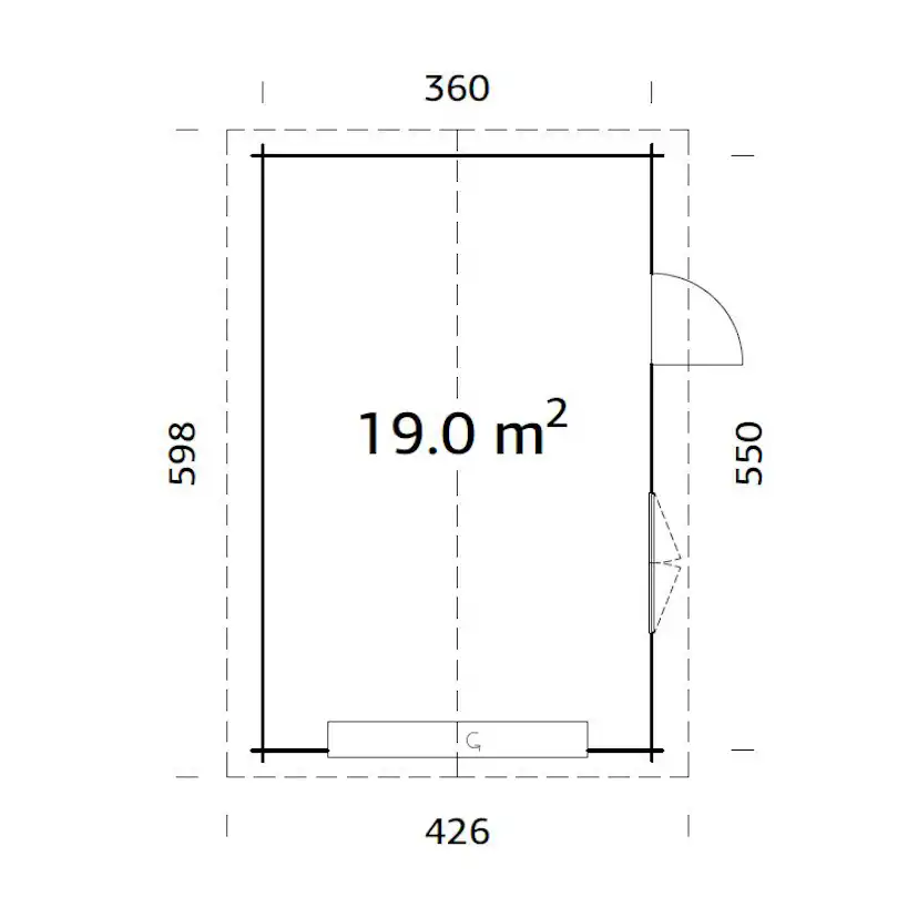 Garage Roger 19,0 m2 med Takskjutport Obehandlad